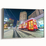 Framed canvas of a vintage-style New Orleans landscape with colorful hues, ideal for living room decor.