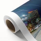 Art Deco poster of New Orleans skyline in pastel shades on rolled canvas, suitable for nursery wall art or dining room.