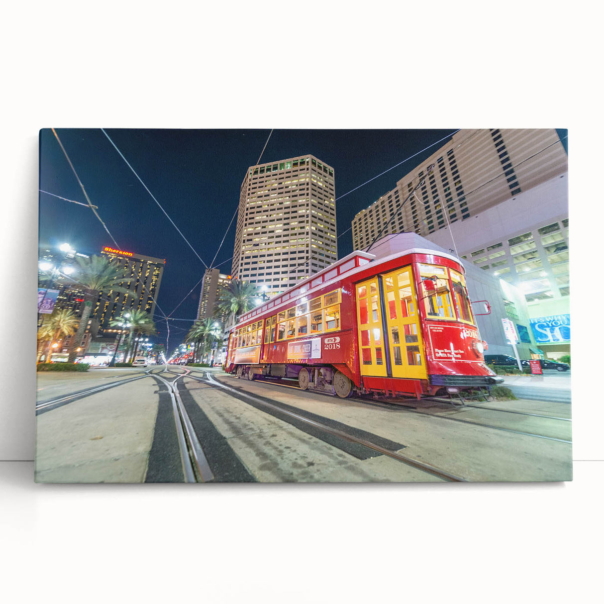 Black and white large art print of New Orleans scenery on stretched canvas, ideal for kitchen wall art.