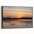 Black and white framed canvas of a Louisiana landscape in vintage poster style, ideal for bedroom wall decor.