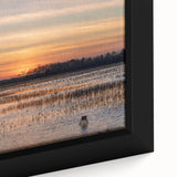 Extra large framed canvas featuring a textured depiction of the Louisiana scenery in black with colorful accents.