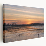 Louisiana marsh landscape on large stretched canvas with subdued green and blue tones, suitable for kitchen wall art.