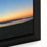Extra large framed canvas of Acadia, Maine with textured, colorful art on a black background, suitable for living room decor.