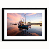 Abstract art print of Maine scenery in vibrant colors on a textured, extra-large canvas, ideal for living room decor.