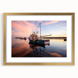 Extra large abstract art print of Maine scenery, textured in muted earth tones, framed in gold, ideal for living room decor.