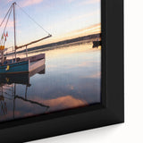 Extra large framed canvas featuring a textured Maine coastline scenery in black with colorful accents.