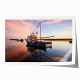 Scenic Maine landscape on rolled print featuring vibrant green and blue tones, ideal for art wall dining room.