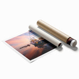 Extra large rolled print of Maine scenery with soft pastel floral designs.