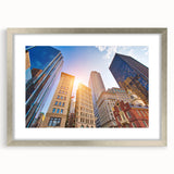 Textured abstract art print of Boston skyline in muted gray tones on a framed canvas, suitable for bedroom art.