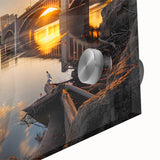 Large abstract wall art of Minneapolis skyline in muted gray and blue tones on acrylic glass, ideal for dining room art.