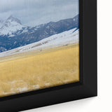 Extra large black wall art depicting a textured Montana landscape on framed canvas, featuring vibrant colors.