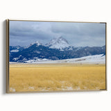Framed canvas of a Montana landscape in muted earth tones, ideal for bedroom wall art.