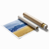 Extra large rolled print depicting a serene Montana landscape with soft floral details in muted earth tones.