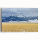 Black and white photograph of a Montana landscape on large stretched canvas, ideal for kitchen wall art.