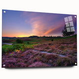 Acrylic print of a serene New Hampshire landscape in cool blue tones, ideal for dining room decor.