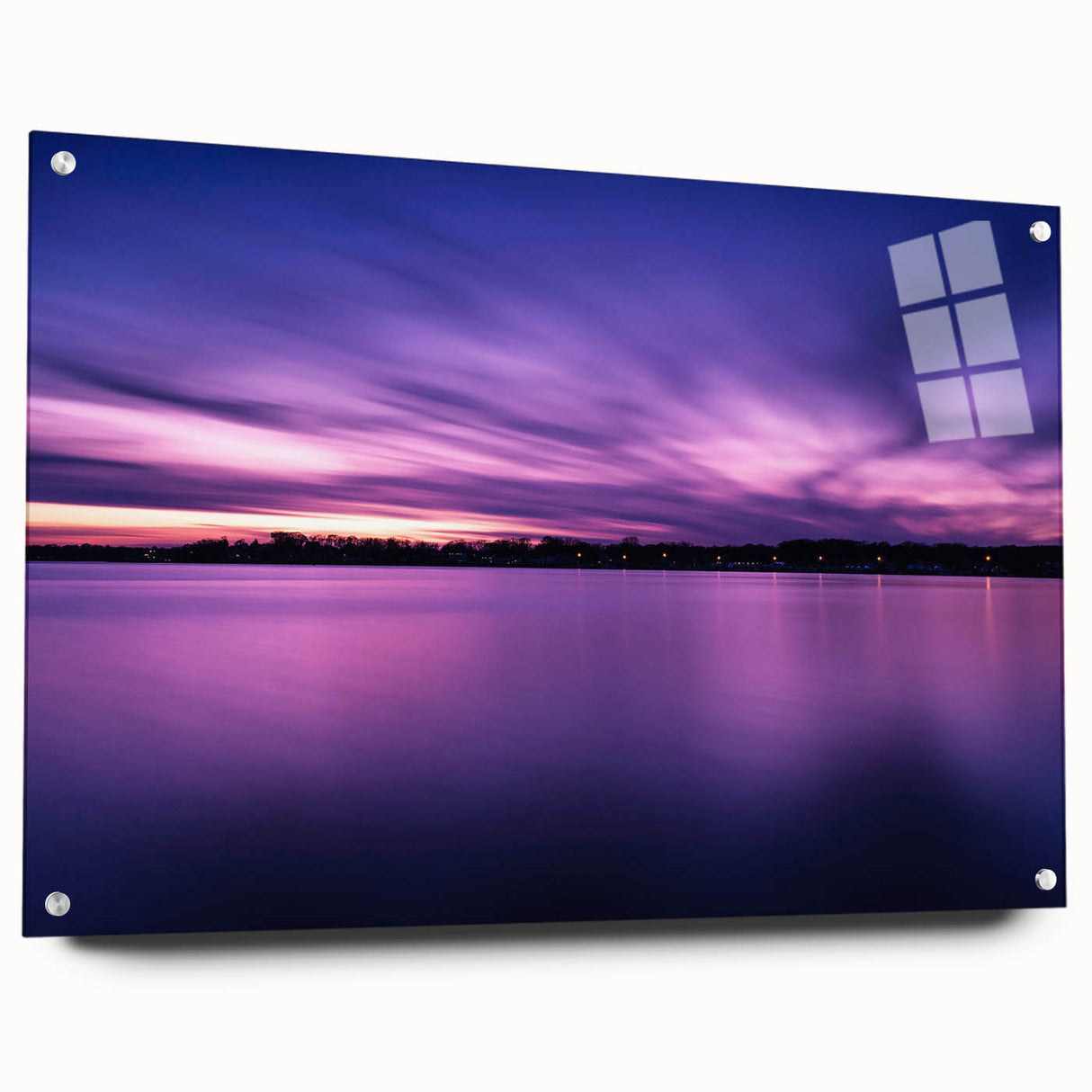 Acrylic print of a large abstract depiction of New Jersey scenery in muted earth tones.