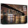 Acrylic print of the Brooklyn Bridge in muted gray tones, suitable for bedroom or dining room decor.
