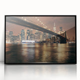 Large abstract wall art of the Brooklyn Bridge in muted gray tones, acrylic print, ideal for modern art wall decor.