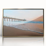 Acrylic print of Manhattan skyline in muted gold and black tones, framed, mid-century modernist style.