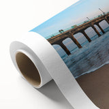 Art Deco style poster of Manhattan skyline in monochrome tones on rolled canvas.