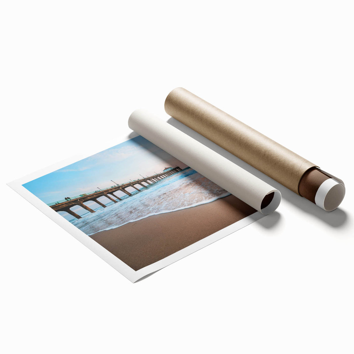 Extra large rolled print of Manhattan skyline in muted gray tones, ideal for classy bathroom wall art.