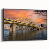 Black and white wall art of Pittsburgh landscape on framed canvas, ideal for bedroom decor.