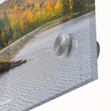 Large abstract wall art featuring Pennsylvania scenery in muted earth tones on acrylic glass, ideal for dining room ambiance.