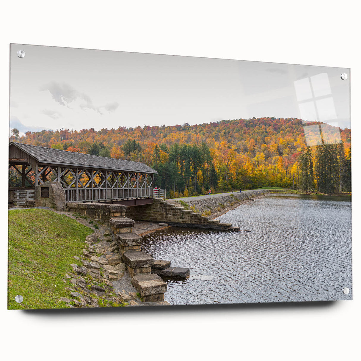 Acrylic print of a large abstract depiction of Pennsylvania scenery in blue and green tones.