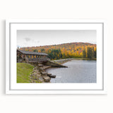 Abstract art print of Pennsylvania scenery in muted earth tones on a white framed canvas, suitable for dining room decor.