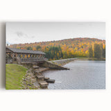 Black and white photograph of Pennsylvania scenery on large stretched canvas, ideal for kitchen wall art.