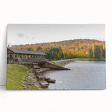 Black and white stretched canvas depicting a serene Pennsylvania landscape, ideal for kitchen wall art.
