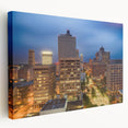 Large canvas print of Memphis skyline in muted earth tones, suitable for kitchen wall art.