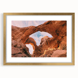 Extra large framed print of abstract Arches National Park scenery in muted earth tones, ideal for living room decor.
