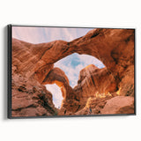Black and white framed canvas of Arches National Park landscape, ideal for bedroom decor.
