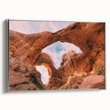 Landscape art painting of Arches National Park on framed canvas, featuring vibrant earth tones, ideal for living room decor.