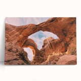 Black and white photograph of Arches National Park on stretched canvas, ideal for kitchen wall art.