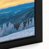 Extra large framed canvas featuring a textured, colorful Vermont landscape in black, ideal for living room decor.