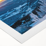 Art deco poster of Vermont scenery in muted earth tones on rolled canvas, suitable for dining room wall art.