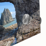 Large abstract wall art depicting the Olympic scenery in muted earth tones on acrylic glass.