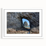 Abstract art print of Olympic National Park in muted earth tones on a framed white mat.