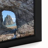 Extra large framed canvas featuring a textured depiction of the Olympic scenery in Washington.