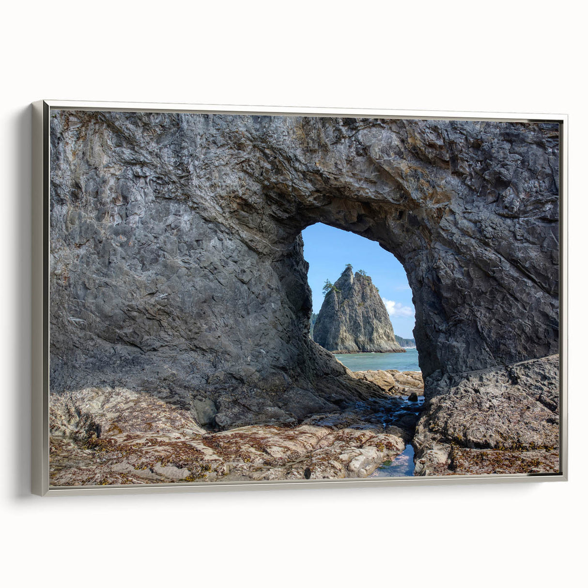 Landscape art painting of Olympic, Washington with colorful trees on framed canvas, ideal for living room decor.