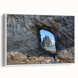 Vintage poster art of Olympic National Park with colorful palette on framed canvas, ideal for living room decor.