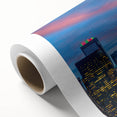 Art Deco poster of Seattle skyline in pastel shades on rolled canvas, ideal for nursery wall art.