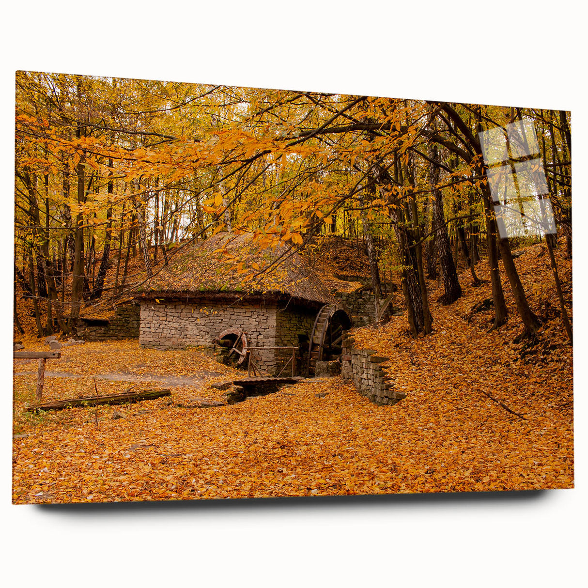 Acrylic print of large abstract West Virginia scenery in muted earth tones, ideal for bedroom or dining room art.