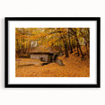 Colorful abstract art print of West Virginia scenery in a black frame with mat, ideal for living room wall decor.