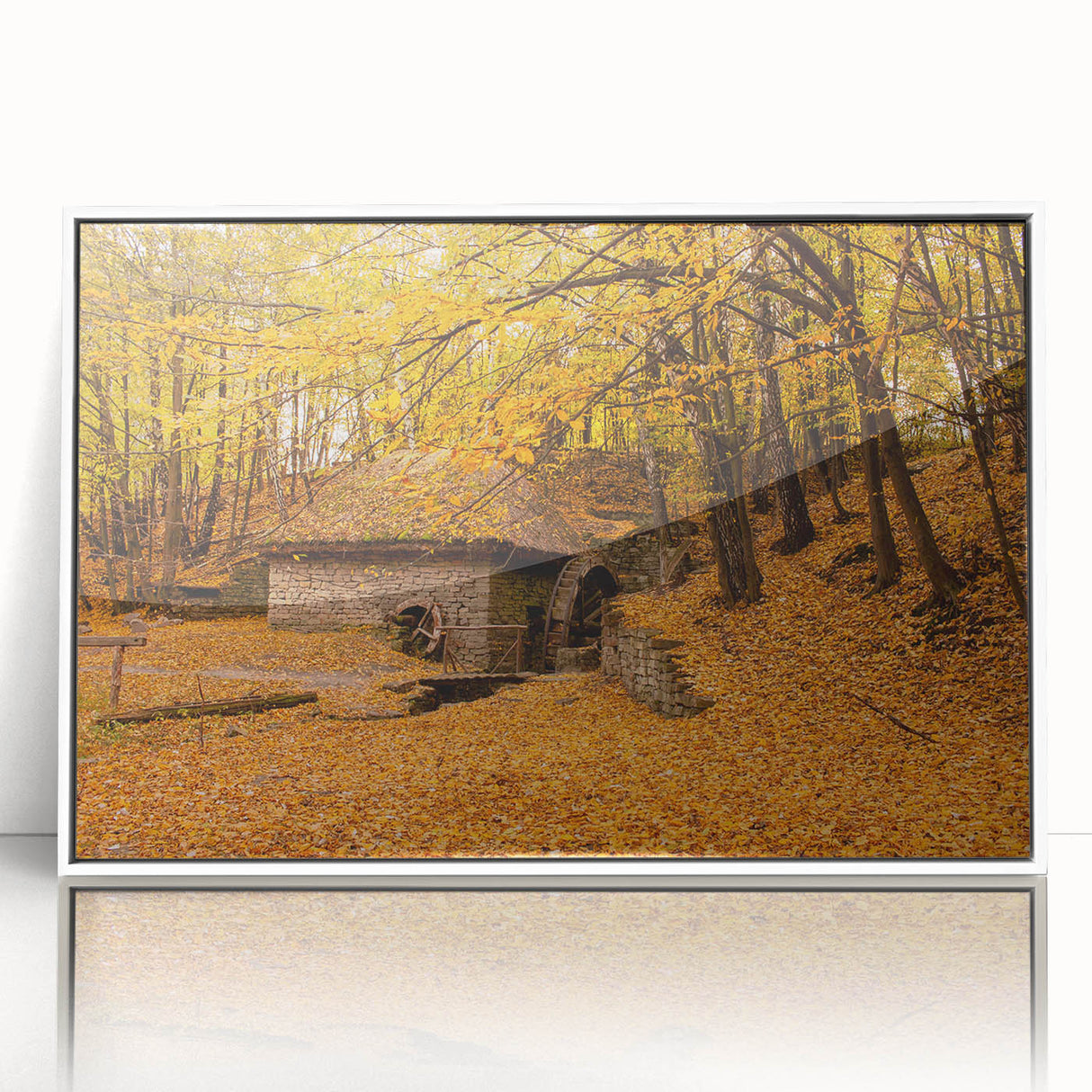 Art deco poster of West Virginia scenery in muted earth tones, framed acrylic, ideal for modern nursery wall decor.