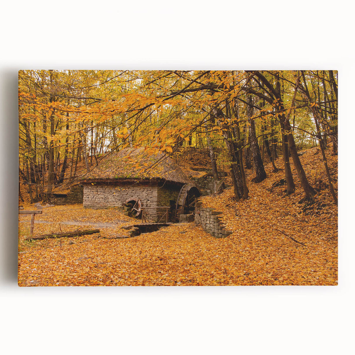 Black and white stretched canvas of West Virginia scenery, ideal for kitchen wall art.