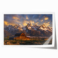 Rolled print of the Grand Tetons with soft pastel shades, ideal for art wall dining room.