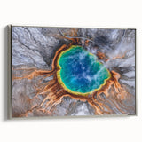 Landscape art painting of Yellowstone on framed canvas.